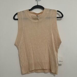 NWT Gold beige semi-sheer sweater tank from free people
